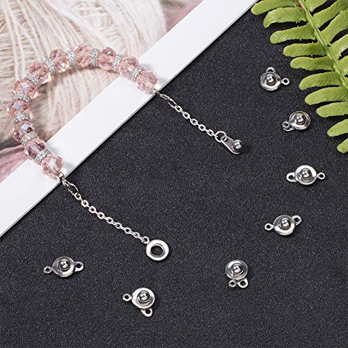 PH PandaHall 10 Sets 304 Stainless Steel Snap Button Clasps Ball & Socket Snap Clasps Fastener Clasp for Necklace Bracelet DIY Craft - color: Stainless Steel Color