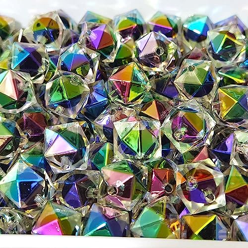 Mixed Lots Shiny AB Color Acrylic Faceted Cube Bead DIY Beading Hairband Bracelets Necklace Craft Embelishment (Gradient-Cube) - color: Gradient-Cube