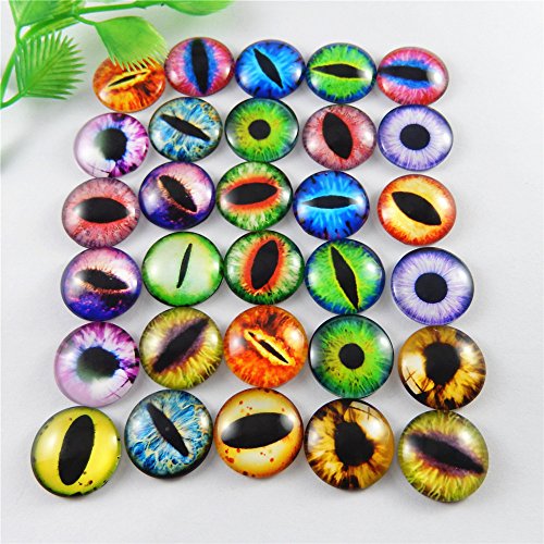 Julie Wang 18mm 40pcs Mixed Dragon Eyes Flatback Glass Cabochon Dome for Artworks Making Jewelry Settings Craft DIY Findings - size: 18MM-40PCS