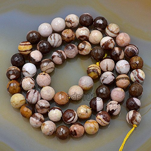AD Beads Natural Gemstones Faceted Round Spacer Loose Beads 15.5'' 4mm to 10mm (6mm, Faceted Australia Zebre) - color: Faceted Australia Zebre, size: 6mm