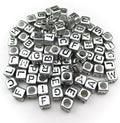 1000pcs Mixed Acrylic Letter/Alphabet “A-Z”Cube Beads for DIY Craft (Silver with Black Letter) - color: Silver with Black Letter