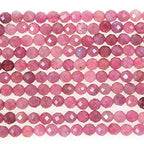MJDCB 3mm Faceted Natural Red Tourmaline Round Loose Beads for Jewelry Making DIY Bracelet Necklace - color: Red Tourmaline