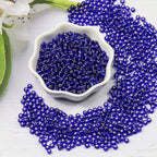 Transparent Dark Blue with Silver Lined Beads Size 6/0 Crafts Glass Seed Beads 4mm for Jewelry Making (Total About 100g About 1200pcs) - color: Transparent Dark Blue with Silver Lined, size: 4mm