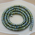 AD Beads Hematite Gemstone Smooth or Faceted Rondelle Spacer Beads 16" 3mm 4mm 6mm 8mm 10mm (2x4mm, Metallic Yellow Green) - color: Metallic Yellow Green (51 Smooth), size: 2x4mm