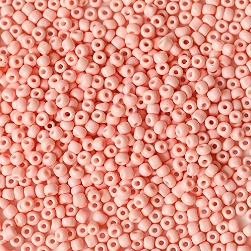 Size 6/0 Crafts Glass Seed Beads 4mm Light Pink Beads for Jewelry Making (Total About 100g About 1200pcs) - color: Light Pink