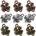 Heather's cf Four Leaf Clover Silver Leaf Beads 100-150 Pcs Leaves Craft Antique Leaf Charms for Crafting Leaf Pendant Charm for Necklace Bracelet Earring Making Fall Leaf Beads Set - color: Mixed Clover