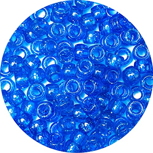 Iooleem Pony Beads(1000pcs Blue Glitter Pony Beads), Beads for Jewelry Making, Crafts, Beading Supplies, Arts & Crafts Materials for Jewelry Making. - color: Blue Glitter, size: Medium Pack