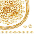 PH PandaHall 150pcs 6mm 18K Gold Plated Beads Flat Heishi Spacer Beads Disc Loose Bead Brass Flat Round Metal Bead for Summer Stackable Bracelet Necklace Jewelry Making - size: 6mm