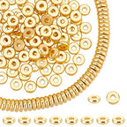 PH PandaHall 150pcs 6mm 18K Gold Plated Beads Flat Heishi Spacer Beads Disc Loose Bead Brass Flat Round Metal Bead for Summer Stackable Bracelet Necklace Jewelry Making - size: 6mm