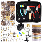 Swpeet 1490Pcs Jewelry Making Supplies Kit with Jewelry Making Tools, Jewelry Pliers, 4 Color Jewelry Wires and 38 Styles Jewelry Findings, Helping Hands Magnifier Necklace Chain Awl Tweezers Scissors - size: 2A