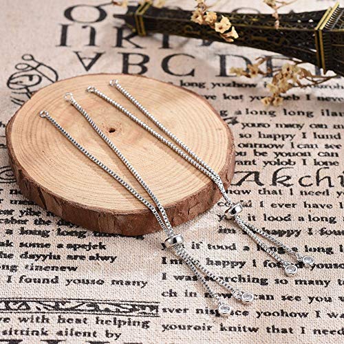 DanLingJewelry 10pcs Adjustable Slider Bracelet Slider Extender Chains with Rhinestones Charms Ends for Jewelry Making DIY 8 Inches(220mm) P - color: StyleⅢ-10 pcs-Platinum