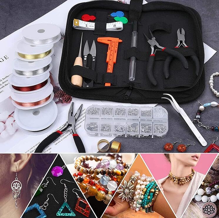 EatingBiting Jewelry Making Supplies Kit with Jewelry Wires and Jewelry Findings Starter Beading Making and Repair Tools Kit
