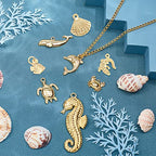 SUNNYCLUE 1 Box 16Pcs 8 Styles Real 14K Gold Plated Charms Gold Sea Theme Animal Charms Tortoise Starfish Seahorse Pendants Bulk for Earring Necklace Bracelet Jewelry Making Supplies - color: 14K Gold Plated Sea Theme Charms