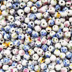 INSPIRELLE 180 Pieces Porcelain Beads Chinese Round Ceramic Beads 8mm for Handmade Jewelry Making Bracelets Necklace Making, Flower - color: Flower