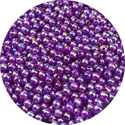 1000 Pcs 6mm Acrylic Round Beads AB Colors Round Spacer Beads for Earring Bracelet Necklace Key Chains Jewelry DIY Craft Making(Dark Purple AB) - color: Dark Purple AB, size: 6mm
