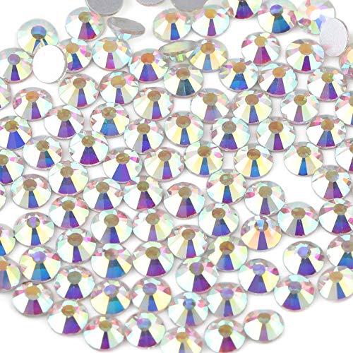 beadsland 144pcs Flat Back Crystal Rhinestones Round Gems for Nail Art and Craft Glue Fix,CrystalAB (SS40(8.4-8.7mm)) - color: Crystal AB, size: SS40/144pcs
