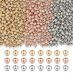 XIANNVXI 500Pcs 6mm Round Spacer Beads for Jewelry Making - Smooth Loose Ball Beads for DIY Bracelets, Earrings & Crafts (Gold, Silver, Rose Gold) - color: Round beads 3 colors