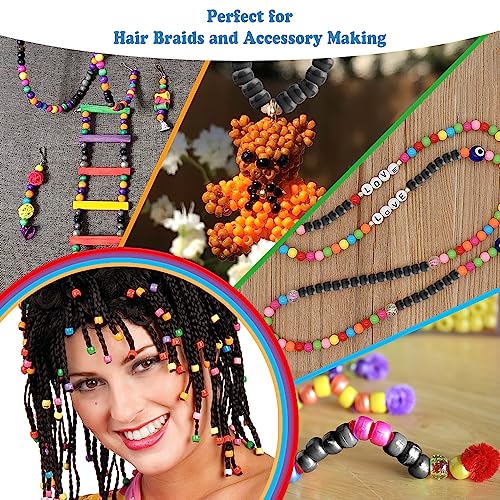 QPIXVB 1100PCS Pony Beads Black,Beads for Jewelry Making,Friendship Bracelet Kit Bead for Bracelets Making,Bulk Plastic Hair Bead for Crafts - color: black beads