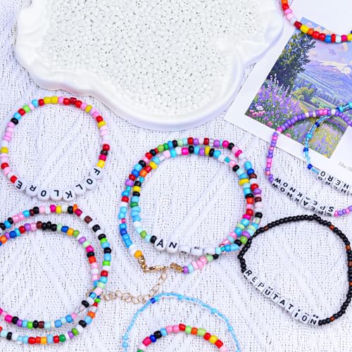 2000pcs Glass Seed Beads Bulk, 4mm 6/0 Mini Pony Spacer Small Individual Color Seed Beads for DIY Bracelet Necklaces Wrist Jewelry Making, White - color: White