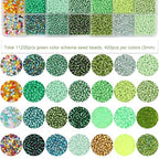 11200pcs Glass Seed Beads for DIY Crafting Bracelet Necklace Embroidery Jewelry Making Supplies (3mm, 400pcs/Color, 28 Colors, Green Scheme) - color: Green