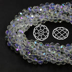 415pcs Rondelle Crystal Glass Beads 2mm 4mm 6mm 8mm Mixed Sizes, Faceted Briolette Spacer Czech Seed Loose Beads for DIY Jewelry Making (Transparent Shine) - color: Transparent Shine