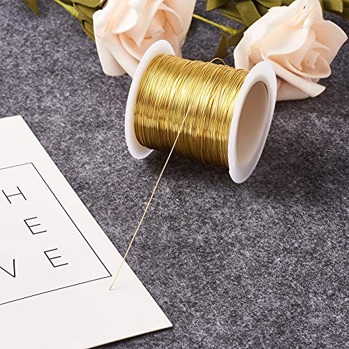 Pandahall 125 Feet Tarnish Resistant Copper Wire 26 Gauge Jewelry Beading Craft Wire for Jewelry Making (Golden)