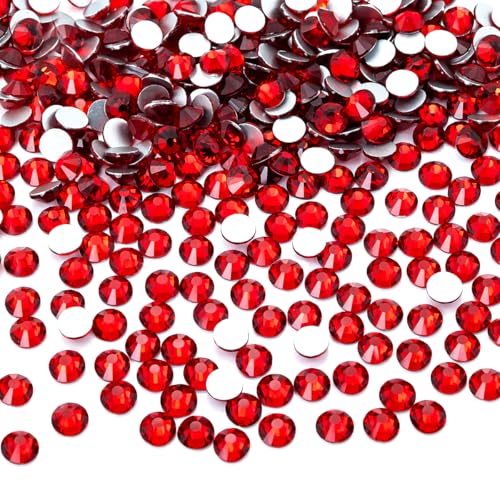 1440pcs SS16 4.0mm Red Flatback Rhinestones Bulk K9 Glass Siam Red Gems Round Beads Stones Diamonds Ruby Red Nail Charms Jewels Nail Art Supplies Decor for Nails Eyes Face Makeup Crafts DIY Tumblers - color: Red, size: Ss16