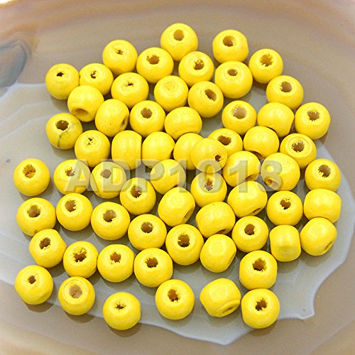 AD Beads Wood Spacer Loose Wooden Craft Beads Big Hole Beads Assorted for Necklace Bracelet Craft Making Decoration (6x8mm 300pcs, Yellow) - color: Yellow, size: 6x8mm 300pcs