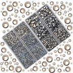 10000Pcs 2-Boxes Mixed Size Hot Fix Round Crystals Gems Glass Stones Hotfix Flat Back Rhinestones with Tweezers and Picking Pencil (Black Diamond) - color: Black Diamond, size: 2-Box (10000pcs)