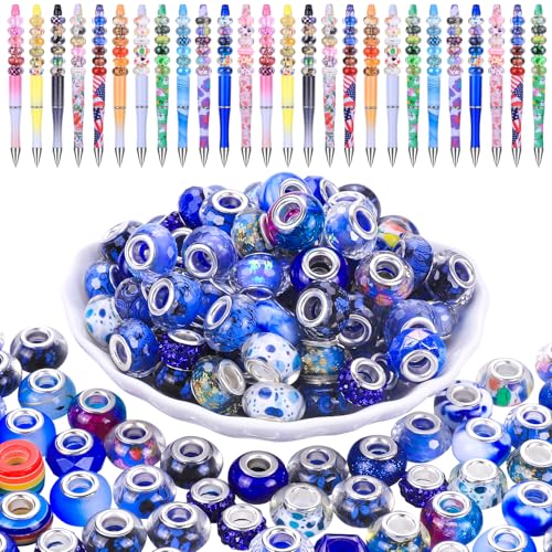European Large Hole Beads Spacer Beads Charm Fairy Wands Beads Rhinestone Craft Beads for DIY Bracelet Jewelry Making (Blue) - color: Blue