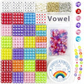 MIIIM 1920 Pcs Pony Beads Letters for Bracelets Making, Vowel-Rich Alphabet Kit with Minimized Rare Characters, 4x7mm Round Letter Beads, Numbers (Clear Colorful) - color: Round Clear Colorful