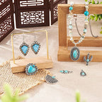 PH PandaHall 24Pcs Western Jewelry for Women Earring Bohemian Turquoise 12 Styles Pendant Charm DIY Bracelet Necklace Making, # Sky Blue (FIND-TA0001-79-Yilisi)