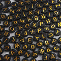 1200pcs Black Letter Beads for Bracelets Round Acrylic Black and Gold Alphabet Beads 4x7mm for Jewelry Making - color: 1200pcs black gold letter