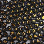 1200pcs Black Letter Beads for Bracelets Round Acrylic Black and Gold Alphabet Beads 4x7mm for Jewelry Making - color: 1200pcs black gold letter