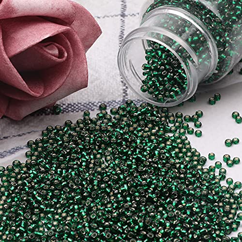2100 Pcs Size 6/0 Glass Seed Beads, 4 mm Emerald Small Mini Spacer Loose Pony Beads for Jewelry Making and DIY Crafts - color: Emerald, size: Large