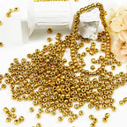 Bala&Fillic Golden Color 4mm Seed Beads About 1200pcs/100Grams in Bag, 6/0 Glass Craft Beads for Making Bracelet and Necklace (Golden) - color: Golden -4mm