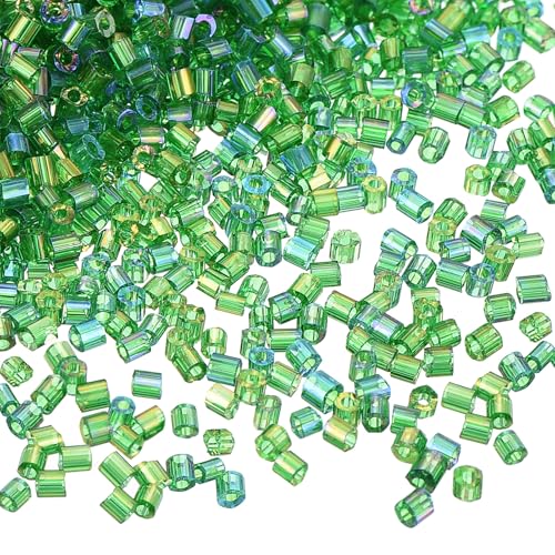 uxcell 1400Pcs Glass Bugle Beads, 1.5x1.5mm Tube Mini Loose Glass Seed Spacer Bead for DIY Earrings Necklaces Bracelets Jewelry Making (Dark Green) - color: Dark Green, size: 1.5x1.5mm