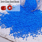 5000pcs Glass Seed Beads, 3mm 8/0 Small Individual Color Seed Beads Mini Pony Bulk for DIY Bracelet Necklaces Wrist Jewelry Making, Blue - color: Blue