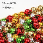 20mm Acrylic Beads 100pcs Christmas UV Color Bead Xmas Color Opaque Beads for DIY Bead Pen (uv Xmas) - color: golden&silver&green&red