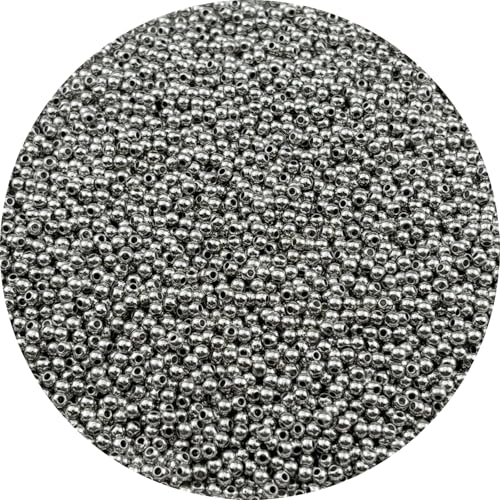 4000pcs Silver Plated Round Beads for Craft 3mm Smooth Round Ball Spacer Beads for Jewelry Making DIY Necklaces Bracelets Earrings Decoration - color: Silver, size: 3mm