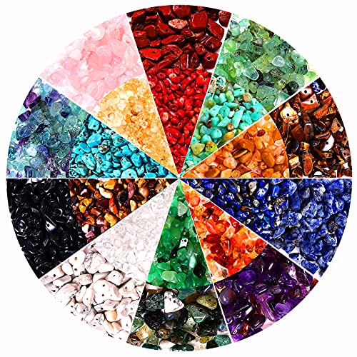 1000PCS Crystal Stone Beads for Jewelry Making, Natural Chip 5-8mm Irregular Gemstones Multicolored Rock Loose Beads for Ring, Earrings, Necklace, Bracelet Making DIY Art Crafts - color: 20Colors(1000PCS)