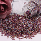 Size 3 mm 8/0 Glass Seed Beads, 5100 Pcs Small Mini Spacer Loose Pony Beads for Jewelry Making and DIY Crafts (Iris Amethyst Bronze) - color: Iris Amethyst Bronze, size: Medium