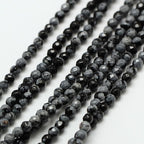 Fashewelry 136pcs 3mm Natural Carnelian Beads Small Faceted Round Crystal Beads for Bracelet Necklace Earrings DIY Jewelry Making - color: 3mm-Snowflake Obsidian