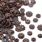 BronaGrand 100 Gram(About 180-350pcs) Bead Caps Metal Spacers Jewelry Findings Accessories for Bracelet Necklace Jewelry Making,Antique Copper - color: Antique Copper
