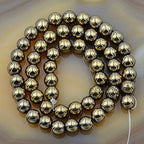 AD Beads Natural Faceted & Smooth Metallic Hematite Round Gemstone Loose Beads 16" 2mm 3mm 4mm 6mm 8mm 10mm (6mm, Pyrite Hematite (Smooth)) - color: Pyrite Hematite (Smooth), size: 6mm