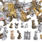 stino 100g Metal Pendant Charms for Jewelry Making, Bulk Silver & Gold Plated Charms for Braclet Necklace Crafts, Animal Plant Flower Pet and so on - color: Rabbit Silver & Bronze