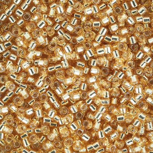 Miyuki Delica Seed Beads – Size 11/0 (1.6 mm), DB0042, Silver-Lined Gold, 7.2 g, Approx. 1440 Beads, Made in Japan - color: DB0042 - Silver-Lined Gold