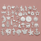 RUBYCA 40Pcs Wholesale Lot Tibetan Mix Pendant Charm White Silver Plated Metal Jewelry Making Mix6 - color: Mix 6, size: 40 PCS