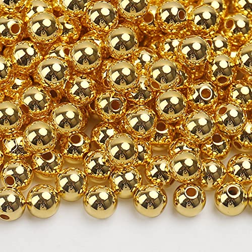 BONNY BOXX Quality Glossy ABS Imitation Pearl Beads with Hole 6/8/10MM Round Plastic Acrylic Spacer Bead for DIY Craft Jewelry Making Supplies (Gold, 6MM, 700pcs) - color: Gold, size: 6MM