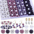 AIPRIDY Jewelry Making Beads Set, 300 PCS 10mm Rhinestone Clay Beads, 8mm Mixed Color Spacer Beads with Pearl and Floral Beads for DIY Jewelry Making (White + Purple Series) - color: White + Purple Series